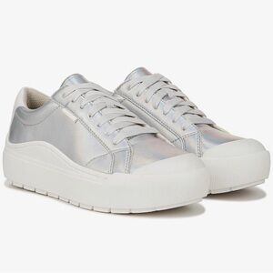 Dr. Scholl's ON TIME Iridescent Silver Sneakers - size 9